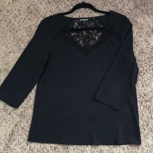 Express 3/4” sleeves black lace top